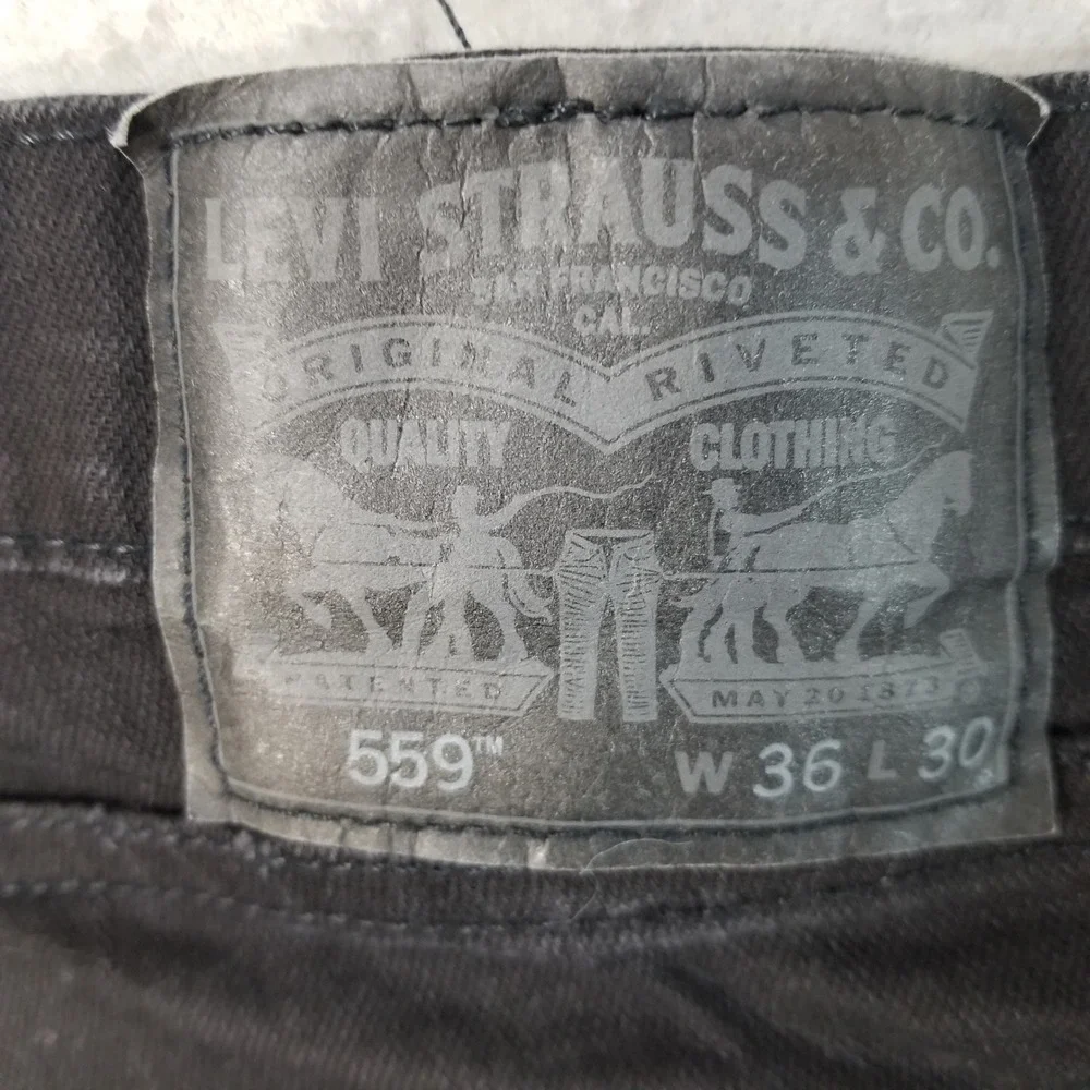 Levi's Jeans Mens 36x30 Black 559 Relaxed Straight‎ Fit Stretch Denim Pants